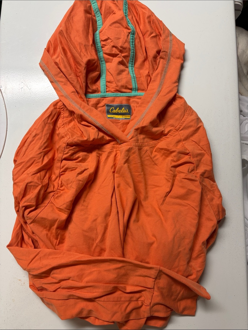Cabela's Orange Hooded Kids One-Piece with Teal Trim